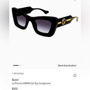 Gucci Black and Gold Oversized Sunglasses